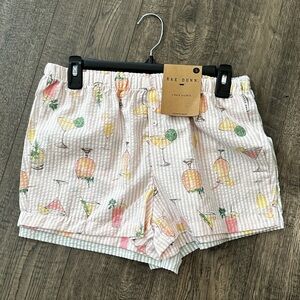 Rae Dunn Two Pack Sleep Lounge Shorts Stripe Cocktails & Frosty Green small NWT